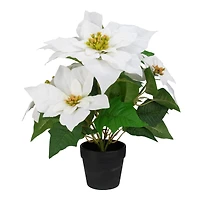 14.5" Potted White Artificial Christmas Poinsettia Flower Plant
