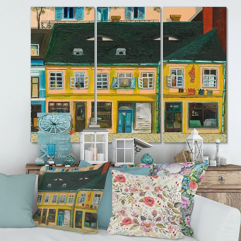 Designart - Yellow Facade of Houses In Street In Paris