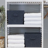 Household Essentials 14" Denim Blue Tapered Fabric Hard-Sided Storage Bin, 2ct.