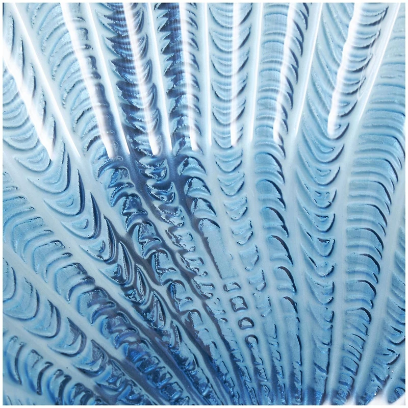 19" Blue Ombre Glass Seashell Charger with Metal Stand