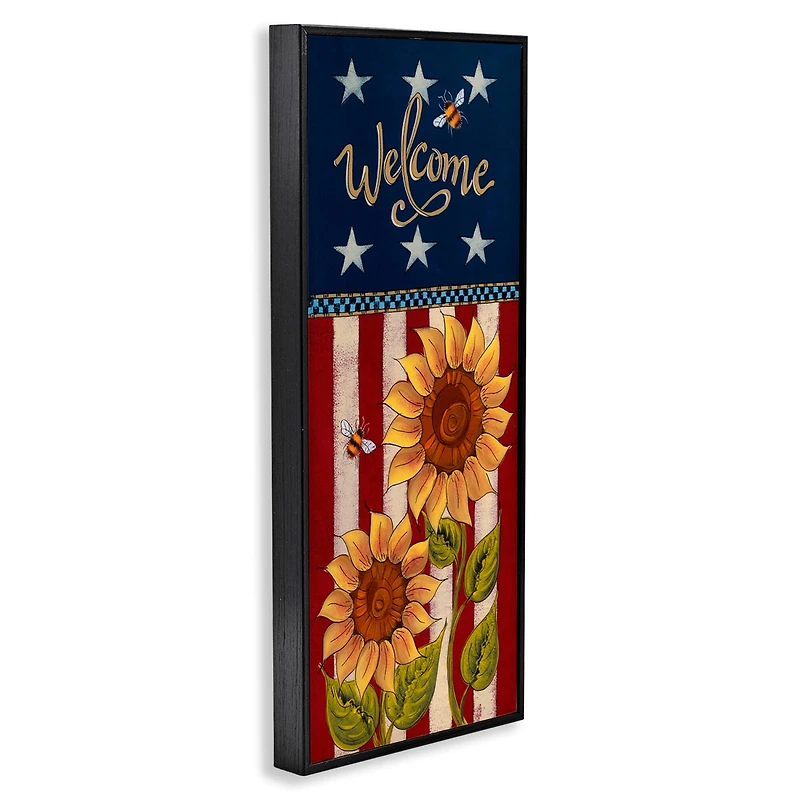 Stupell Industries Americana Welcome Country Sunflowers Framed Giclee Art