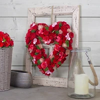 Red and Pink Wooden Rose Valentine's Day Artificial Spring Wreath 13.5"