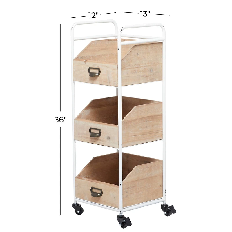 Brown Fir Industrial Storage Cart, 36" x 13" x 12"