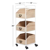 Brown Fir Industrial Storage Cart, 36" x 13" x 12"