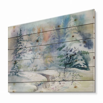 Designart - Winter Landscape With Snowy River I