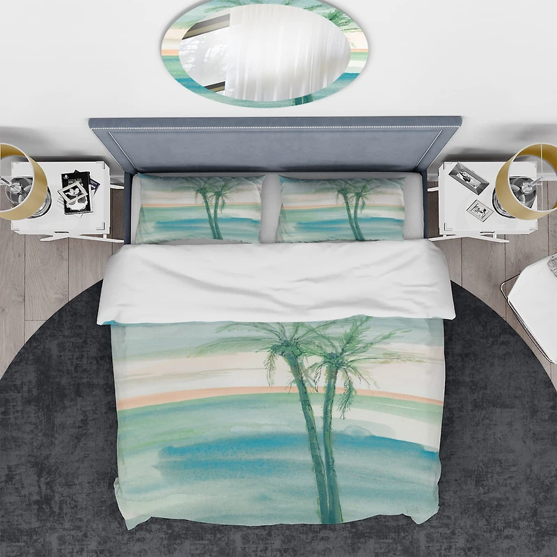 Designart Peaceful Dusk II Tropical Coastal Duvet Cover Set