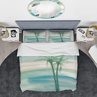Designart Peaceful Dusk II Tropical Coastal Duvet Cover Set