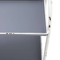 Hello Honey® 15.5" Heavily Distressed 3-Tier Metal Tray with White Frame & Rim