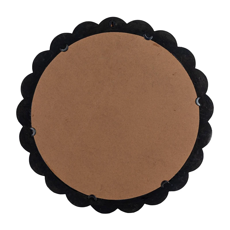 Hello Honey® 27" Black Round Scalloped Wood Wall Mirror