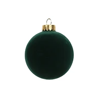 4 Pack 3.25" Dark Green Flocked Glass Ball Ornament by Ashland®