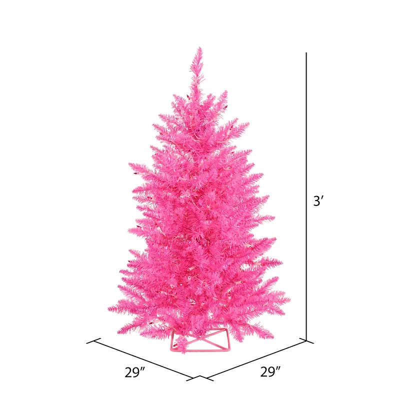 3ft. Pre-Lit Hot Pink Artificial Christmas Tree, Pink LED Lights