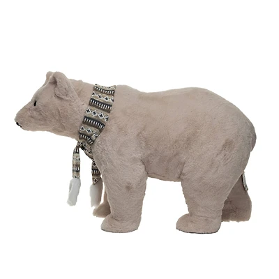 Hello Honey® 14.75" Cream Faux Fur Standing Polar Bear with Scarf