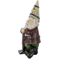 15.25" Gnome with Butterfly & Ladybug Outdoor Garden Statue