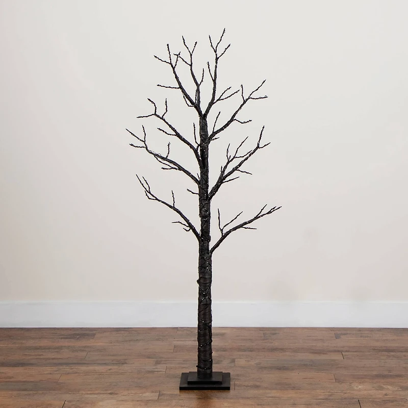 5ft. Pre-Lit Artificial Halloween Twig Tree with 360 Orange & Purple LED Lights