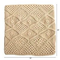 18" Bohemian Cross Woven Macramé Pillow Cover