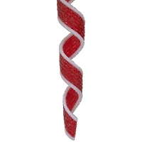 6ct Frosted Red and White Candy Twist Christmas Ornaments 9"