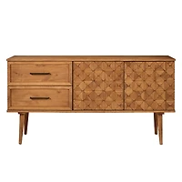 Walker Edison 58" Caramel Solid Wood 2-Drawer Prism Sideboard