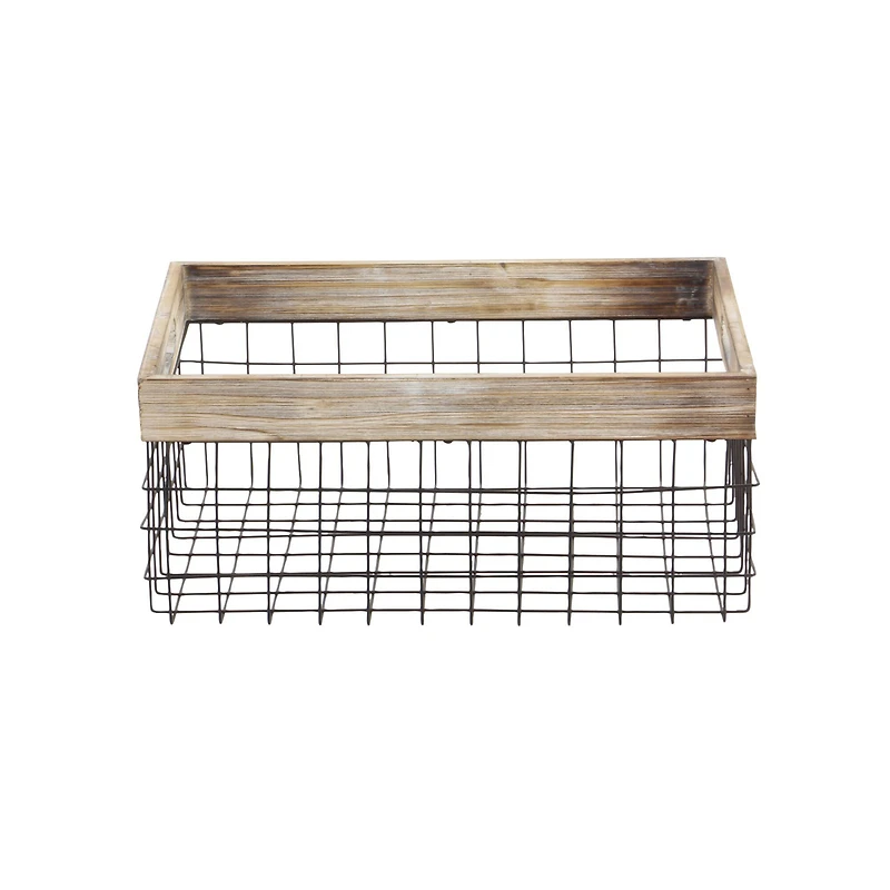 Black Metal Farmhouse Storage Basket Set