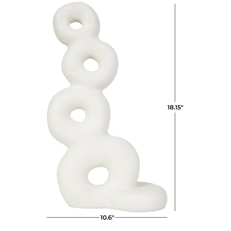 18" White Abstract Stacked Circle Ring Sculpture