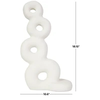18" White Abstract Stacked Circle Ring Sculpture