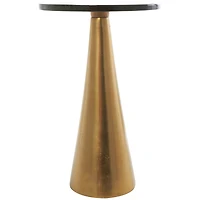 22" Gold Aluminum Geometric Cone Accent Table with Glass Tabletop