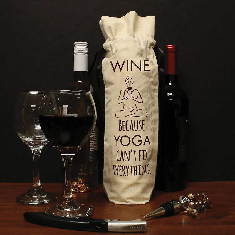 Personality Case™ Yoga Can't Fix Everything Canvas Wine Bag