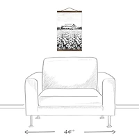 Black & White Farm Scene Teak Hanging Canvas
