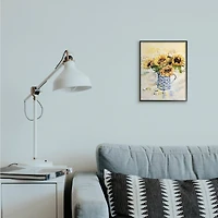 Stupell Industries Sunflower Assortment in Blue Patterned Pitcher Framed Wall Art