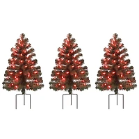 3ct. Pre-Lit Alexa Enabled Pathway Artificial Christmas Tree Set