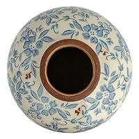 Hello Honey® 8" Blue & White Crackle Floral Terra Cotta Vase