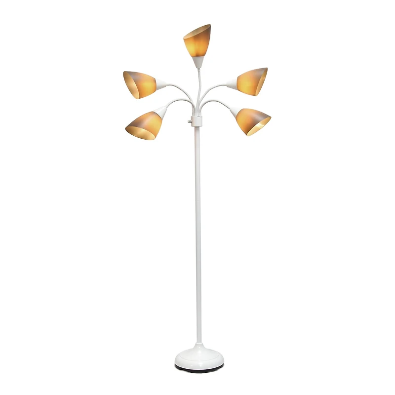Simple Designs™ 5.6ft. 5-Light Gooseneck White Floor Lamp