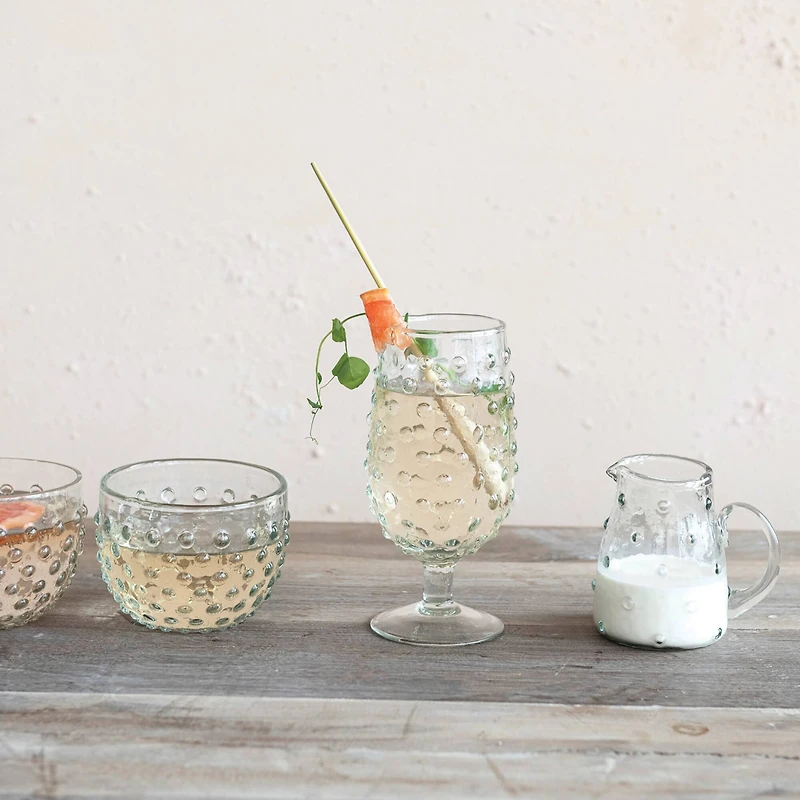 Hello Honey® 12oz. Clear Glass Hobnail Stemmed Drinking Glass Set, 6ct.