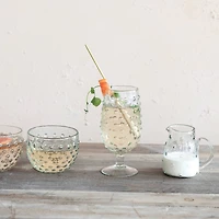 Hello Honey® 12oz. Clear Glass Hobnail Stemmed Drinking Glass Set, 6ct.