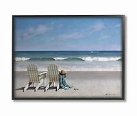 Stupell Industries Adirondack Chairs on the Beach Black Framed Wall Print