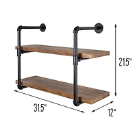 Honey Can Do Black 2-Tier Industrial Wall Shelf