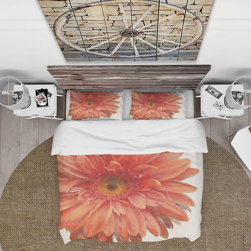 Designart 'Vivid Red Daisy' Traditional Bedding Set
