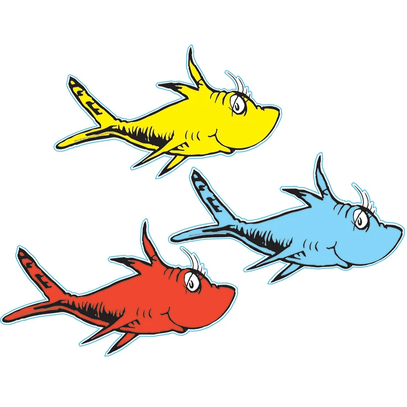 Eureka® Dr. Seuss™ One Fish, Two Fish Assorted Paper Cut Outs, 3 Packs of 36