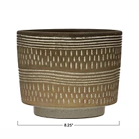 Hello Honey® 7" Debossed Stoneware Planter