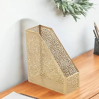 CosmoLiving by Cosmopolitan 12" Gold Iron Glam Magazine Holder