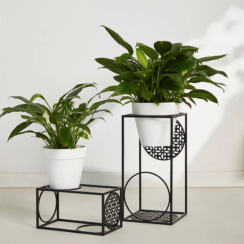Glitzhome® Black Metal Wire Rectangular Nesting Planter Stand Set