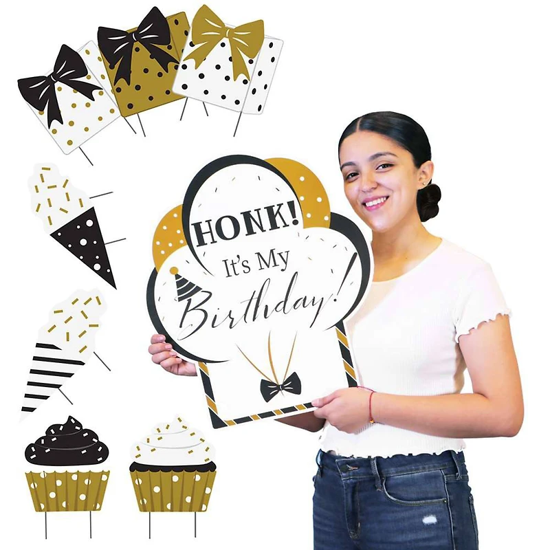 Kate Aspen® Black & Gold Birthday Yard Sign Set