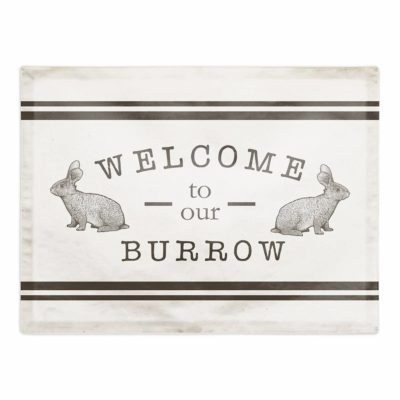 Welcome Burrow Bunny Placemat 18" x 14" Cotton Twill Placemat