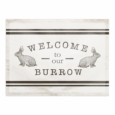Welcome Burrow Bunny Placemat 18" x 14" Cotton Twill Placemat
