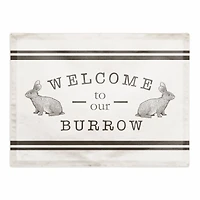 Welcome Burrow Bunny Placemat 18" x 14" Cotton Twill Placemat
