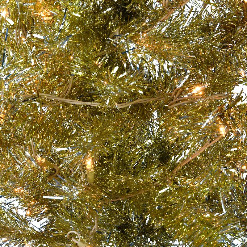 4ft. Pre-Lit Champagne Tinsel Artificial Christmas Tree, Clear Lights