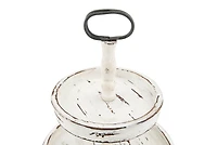 Hello Honey® 18.5" Distressed Cream Wood 2-Tier Tray