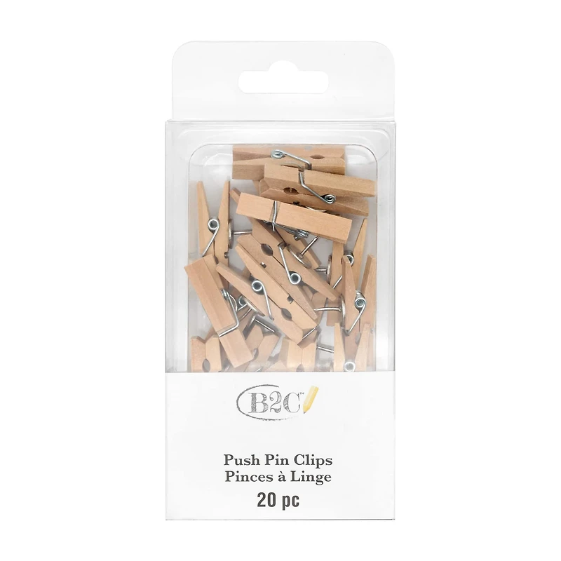 Wood Push Pin Clips, 20ct. by B2C™