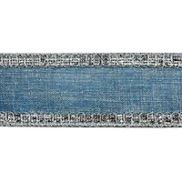 2.5" x 25ft. Blue & Silver Wired Faux Linen Jumbo Ribbon by Celebrate It®