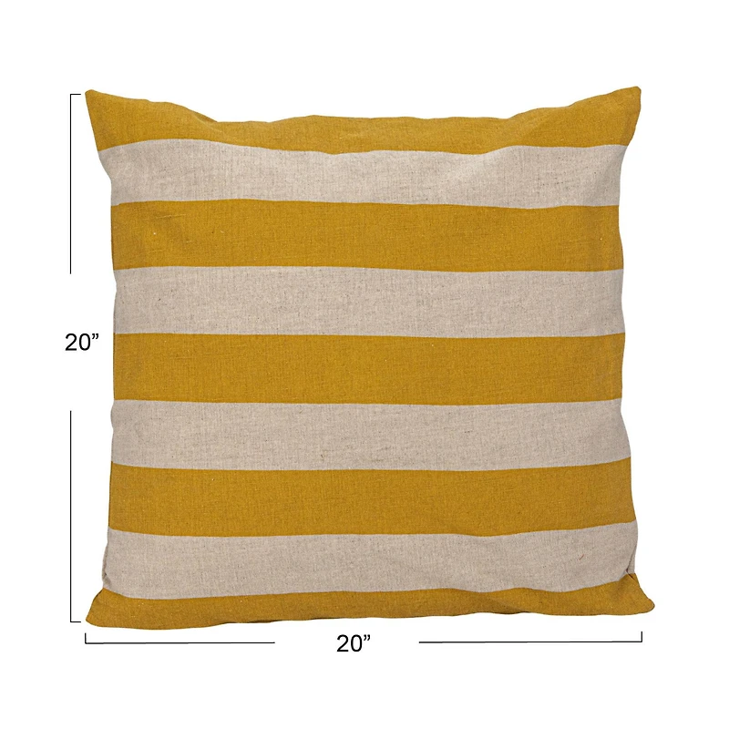 Hello Honey® 20" Yellow & Natural Cotton & Linen Striped Pillow