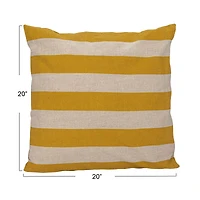 Hello Honey® 20" Yellow & Natural Cotton & Linen Striped Pillow